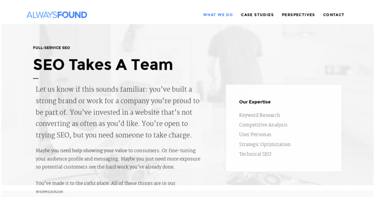 Service page of #13 Best SEO Agency: Always Found
