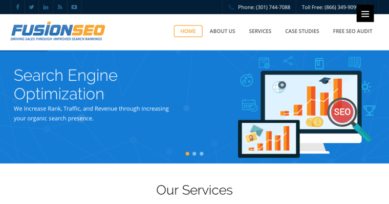 Home page of #3 Top Baltimore Search Engine Optimization Company: Fusion SEO