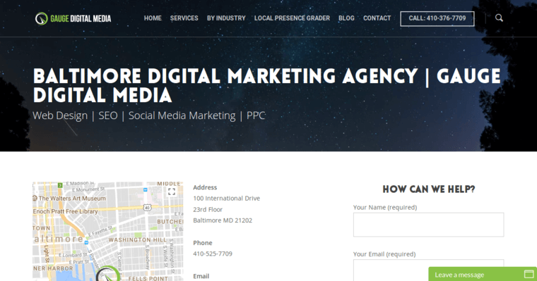 Home page of #6 Top Baltimore Search Engine Optimization Business: Gauge Digital Media