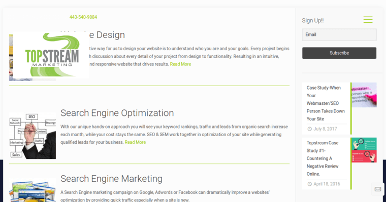 Services page of #5 Top Baltimore Search Engine Optimization Company: TopStream Marketing