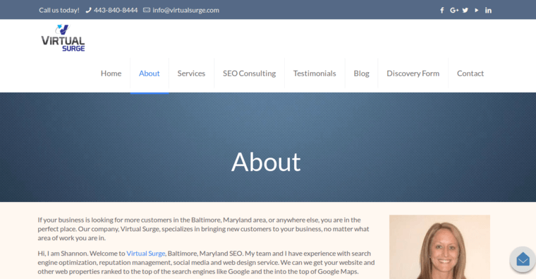 Service page of #10 Top Baltimore SEO Company: Virtual Surge