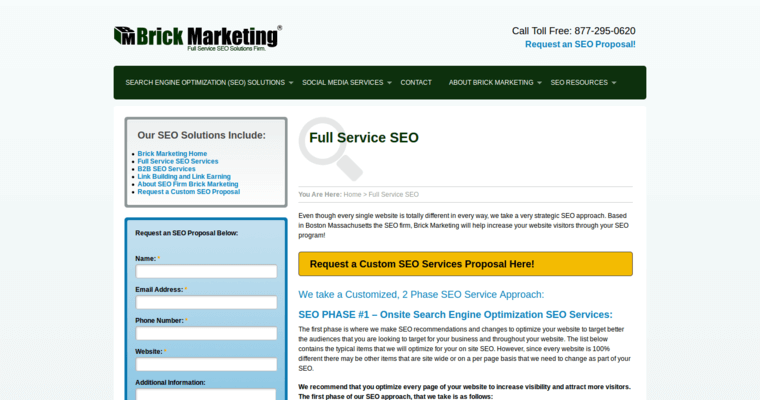 Service page of #8 Top Dental SEO Business: Brick Marketing