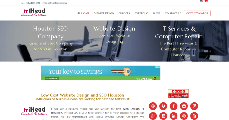 Home page of #4 Leading Houston SEO Business: triHead