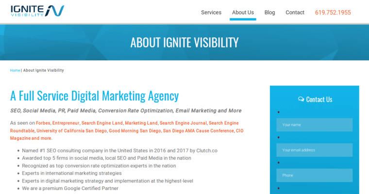 About page of #2 Best PR Company: Ignite Visibility