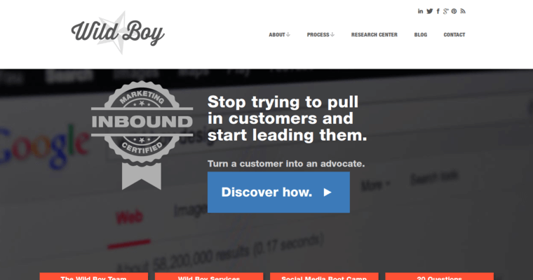 Home page of #6 Leading Restaurant SEO Agency: Wild Boy