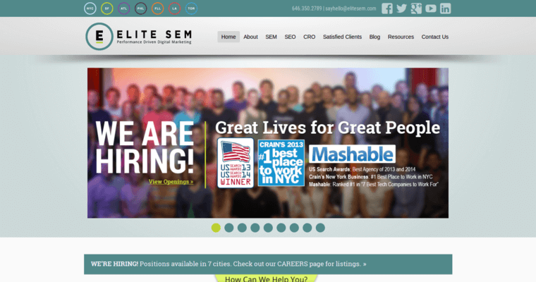 Home page of #4 Leading SF SEO Business: Elite SEM