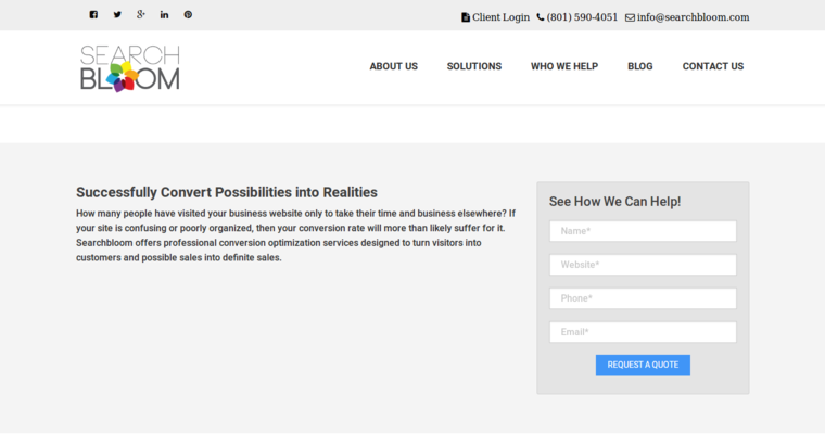Service page of #10 Leading Social Media Marketing Company: SearchBloom